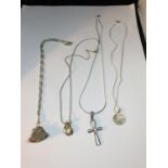 FOUR SILVER NECKLACES WITH PENDANT