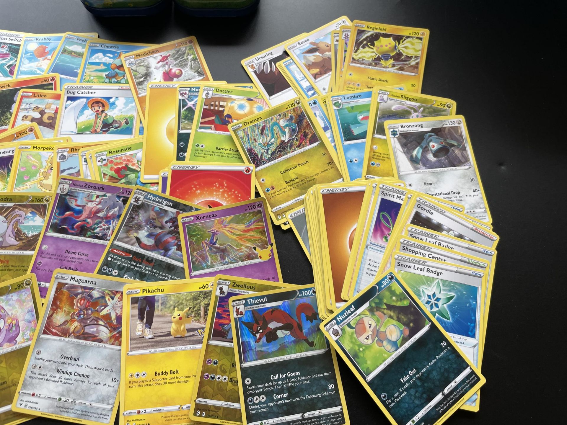 TWO TINS OF ASSORTED POKEMON CARDS, HOLOS ETC - Image 3 of 5