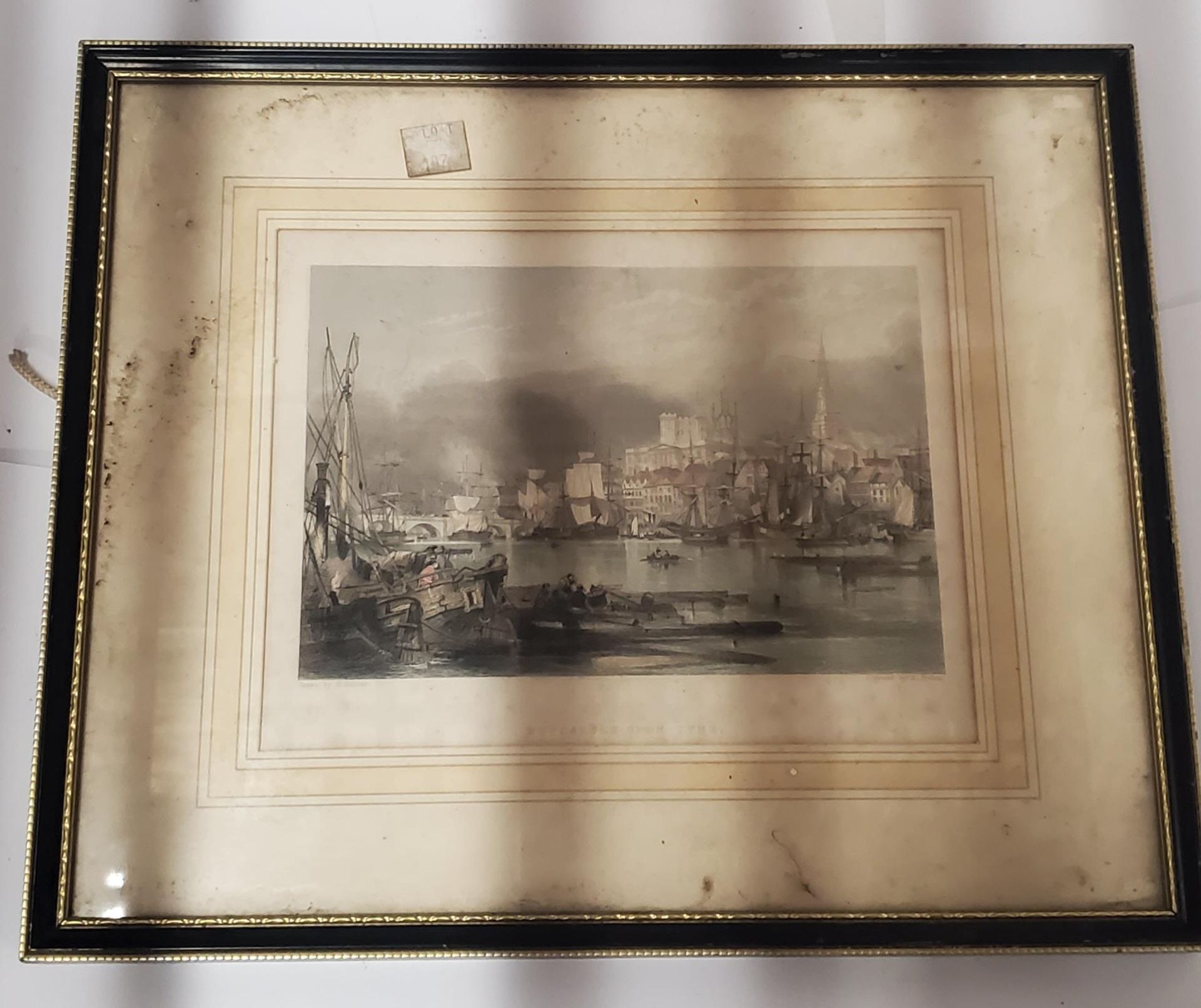 SIX VINTAGE FRAMED PRINTS TO INCLUDE 'THE YULE LOG IN INDIA-BRINGING IN THE ICE', SHIPS, - Image 4 of 5