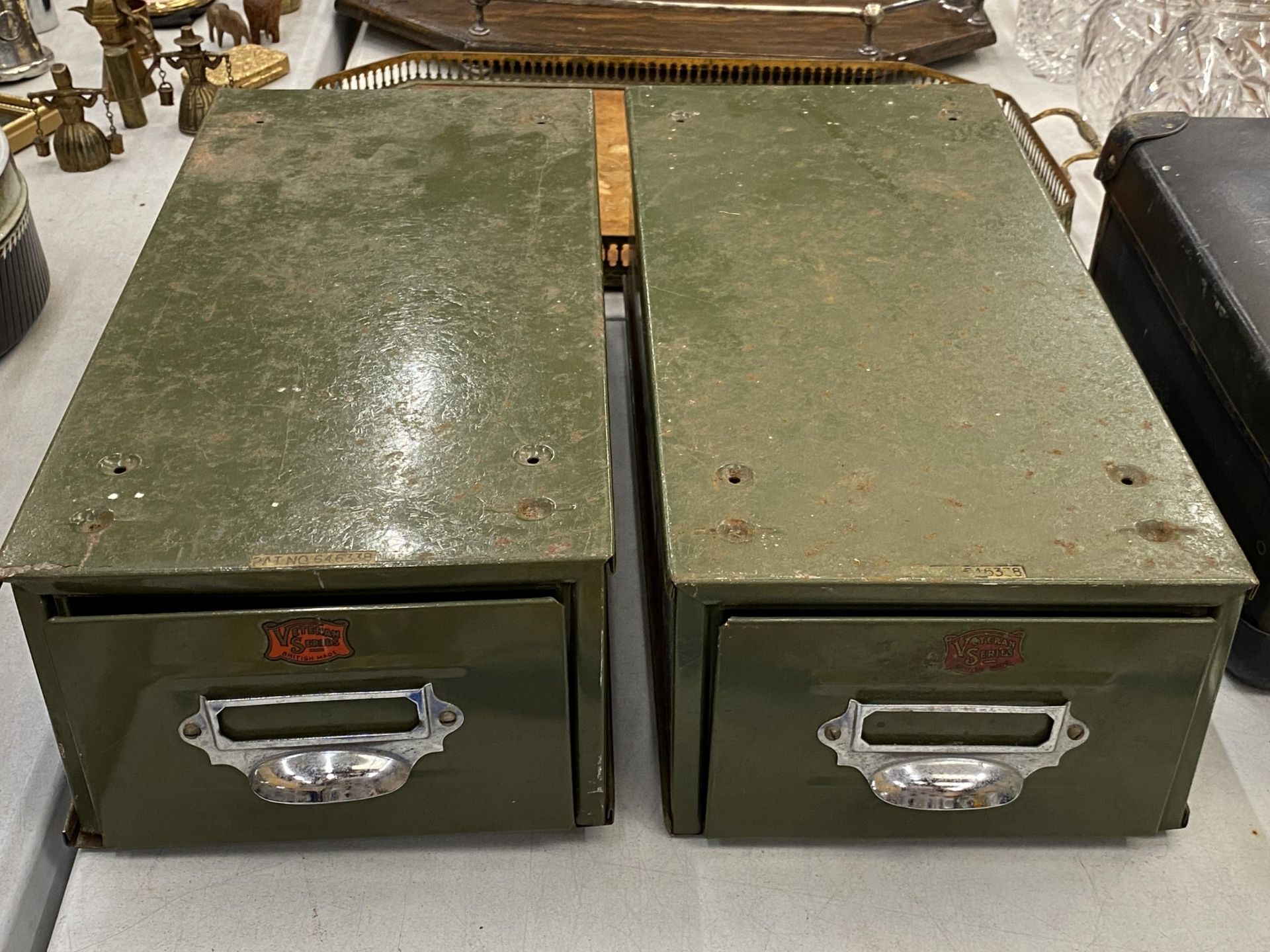 TWO METAL MILITARY FILING DRAWERS