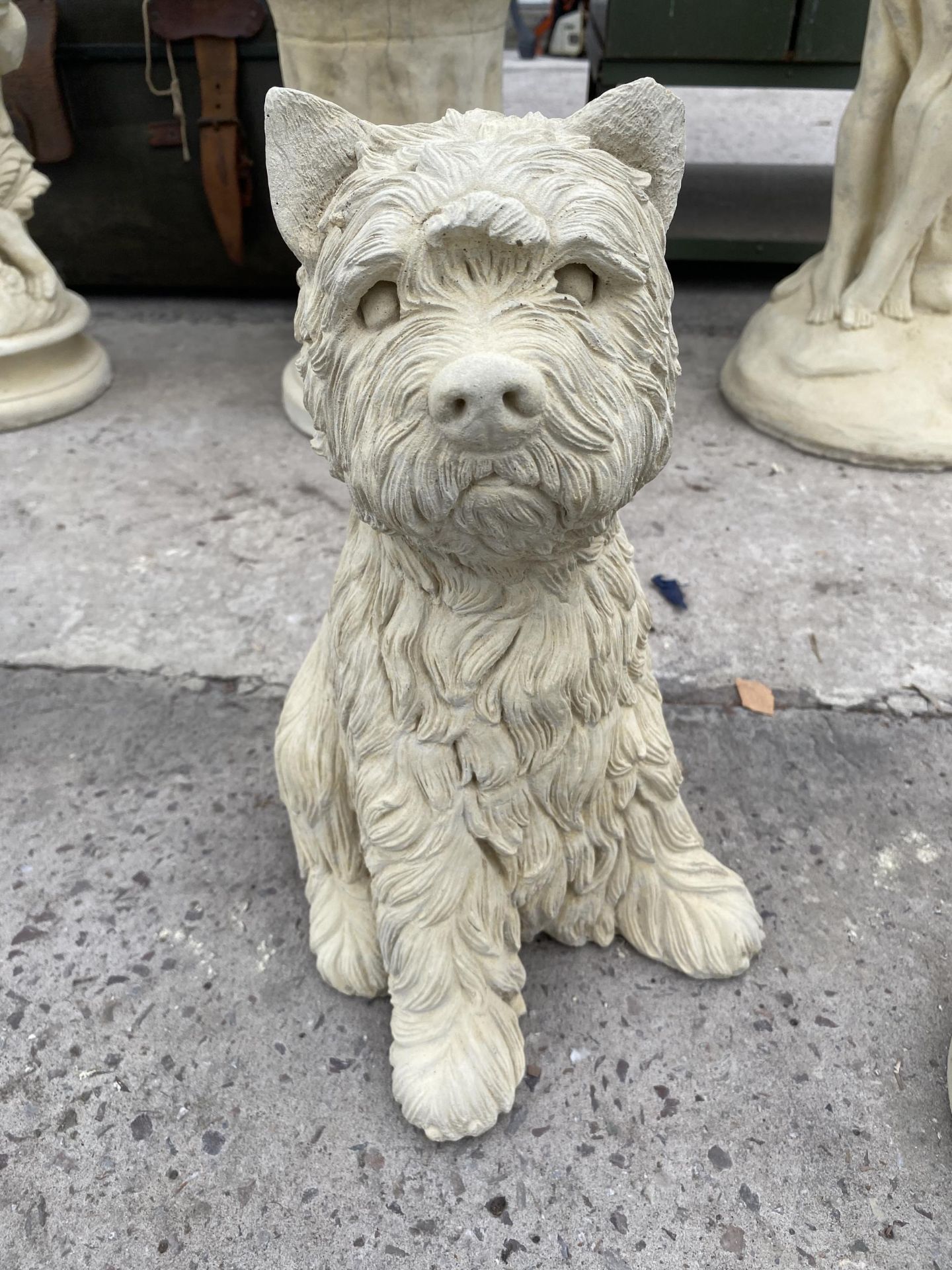 AN AS NEW EX DISPLAY CONCRETE WESTIE FIGURE *PLEASE NOTE VAT TO BE PAID ON THIS ITEM*