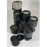 A GROUP OF SIX VINTAGE CAMERA LENS' - 3 X TOKINA & 3 X HANNIMEX