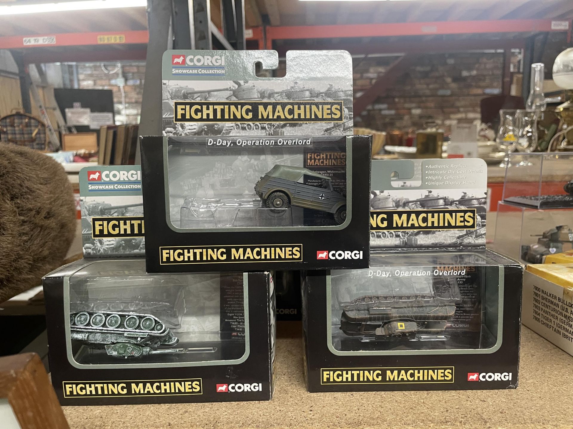 SEVEN BOXED CORGI SHOWCASE COLLECTION FIGHTING MACHINES TO INCLUDE D-DAY OPERATION OVERLORD TANKS, - Image 2 of 3