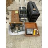 AN ASSORTMENT OF ITEMS TO INCLUDE A BRIEFCASE, TANKARDS AND HAND TOOLS ETC