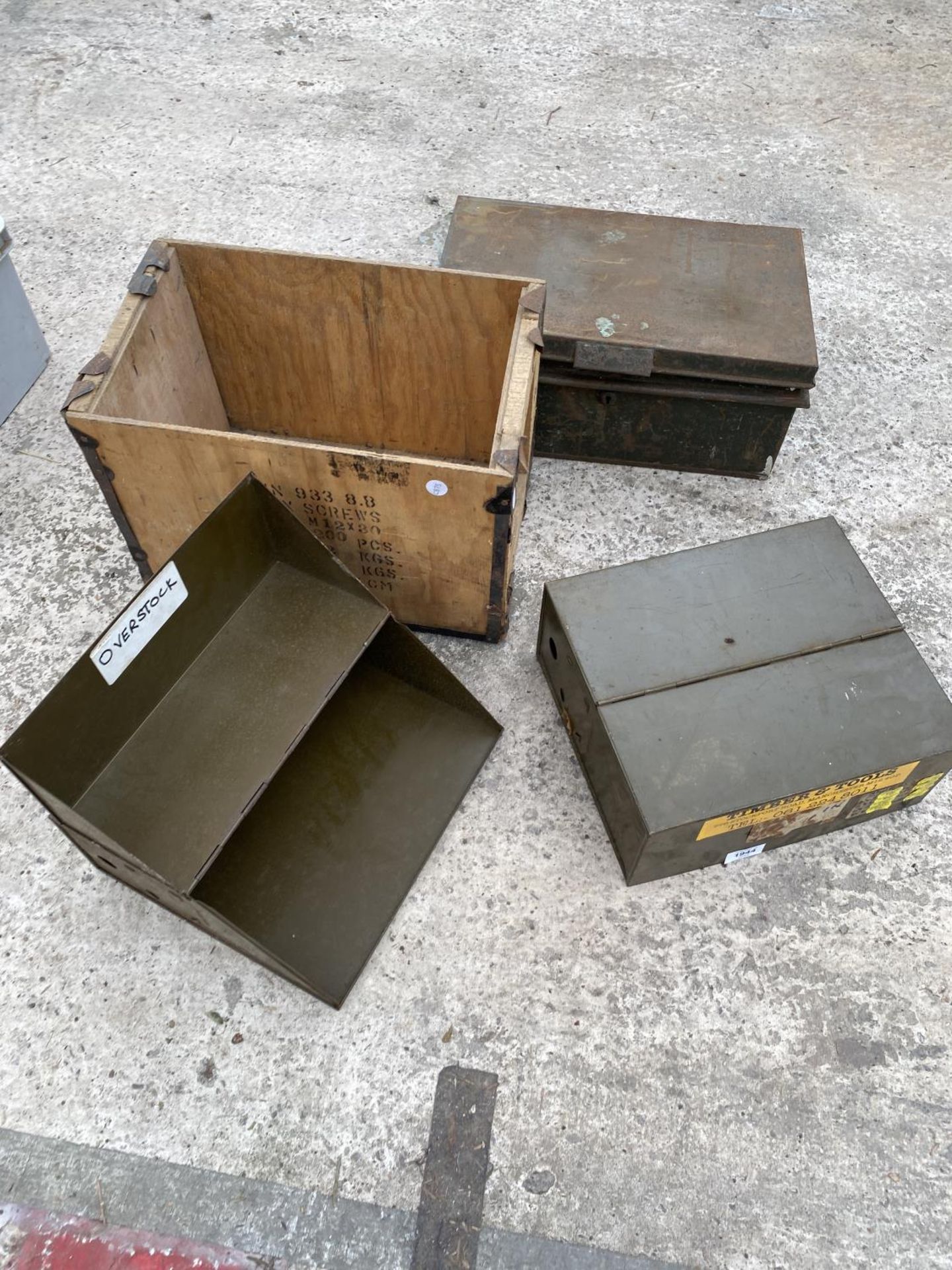 AN ASSORTMENT OF METAL AND WOODEN TOOL CHESTS