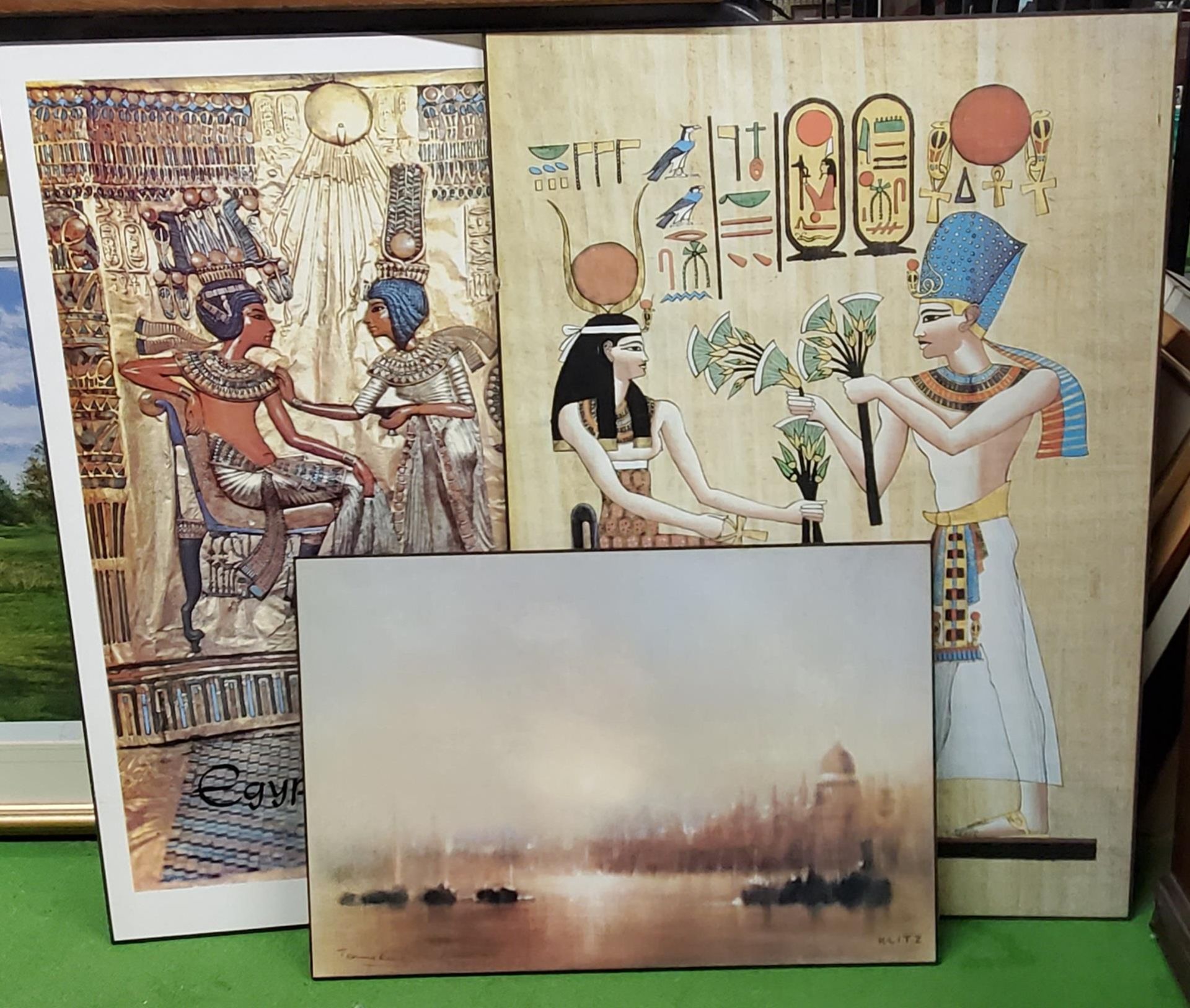 THREE PICTURES TO INCLUDE EGYPTIAN PRINTS