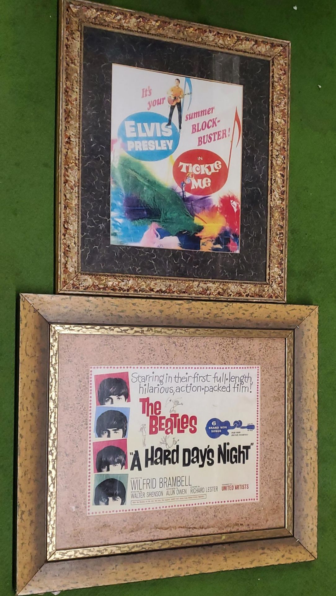 TWO FRAMED PRINTS - ELVIS AND THE BEATLES