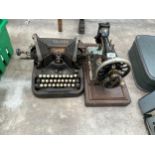 A VINTAGE OLIVER TYPEWRITER AND A VINTAGE SINGER SEWING MACHINE