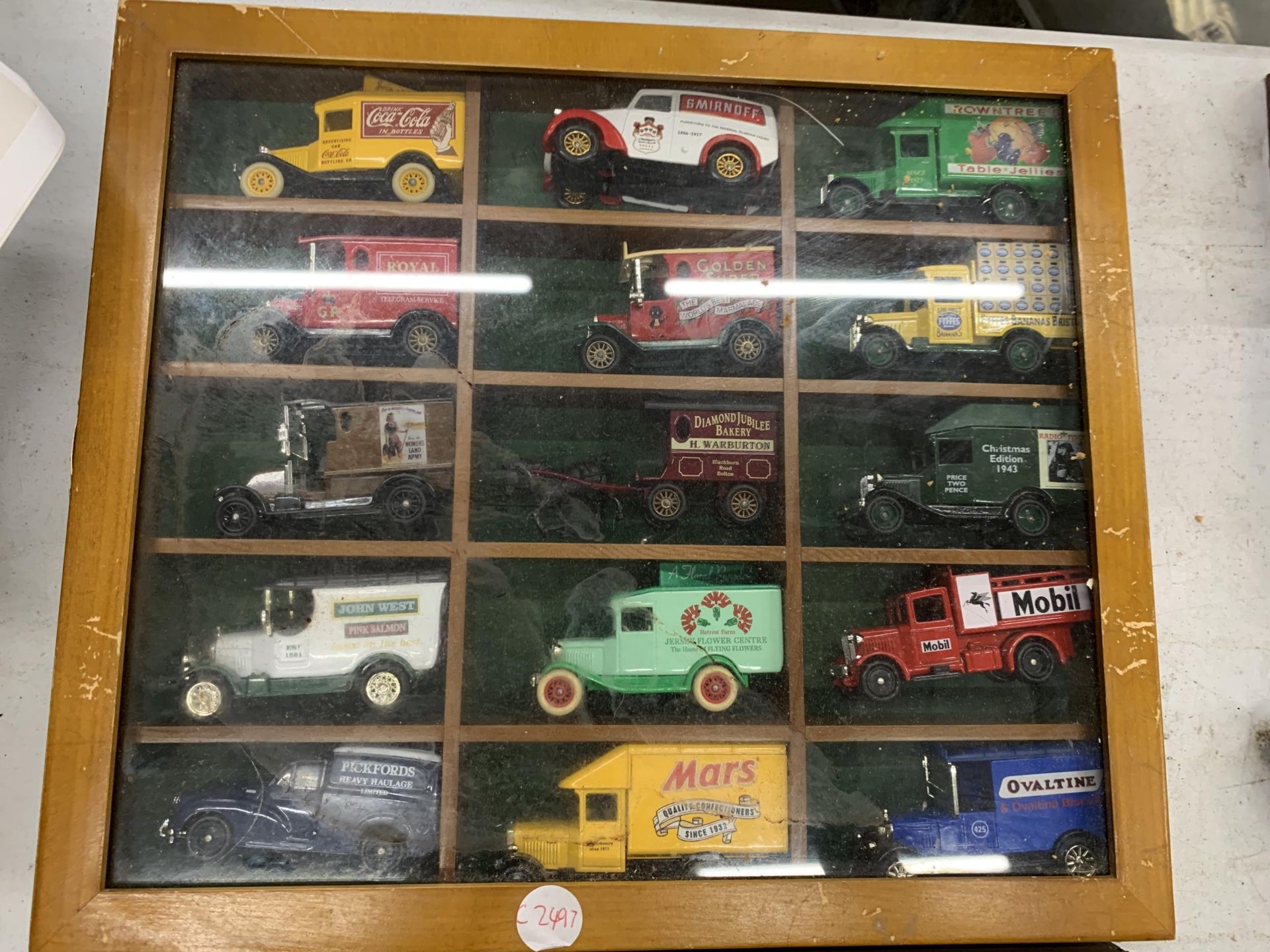 TWO WOODEN DISPLAY CASES OF DIECAST CARS - Image 2 of 3