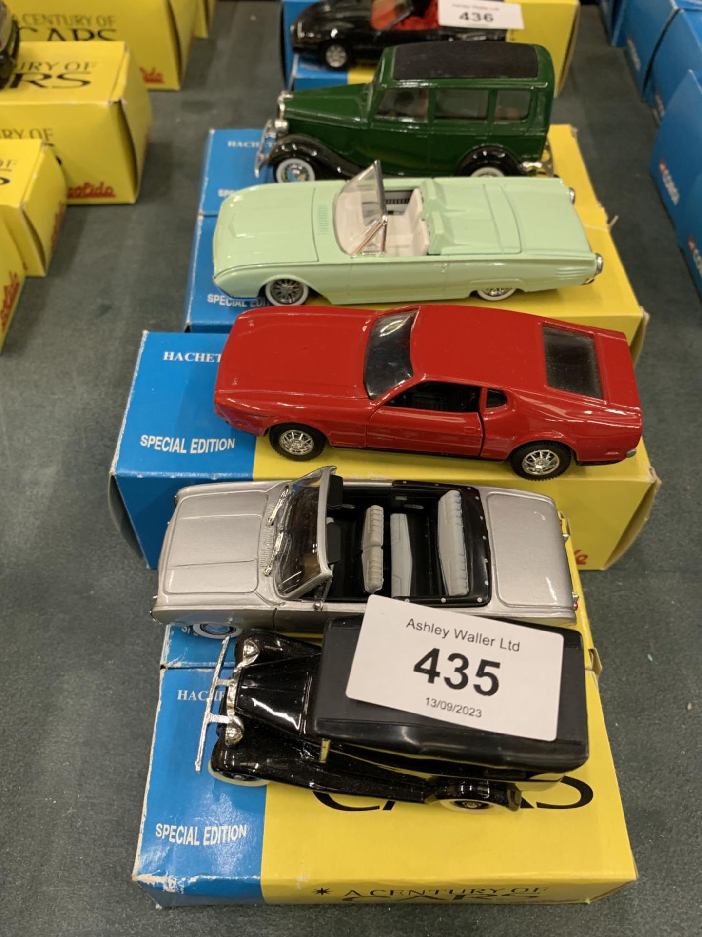 FIVE BOXED CORGI 'A CENTURY OF CARS' TO INCLUDE A FORD V8, A, MUSTANG, T BIRD AND TANUS