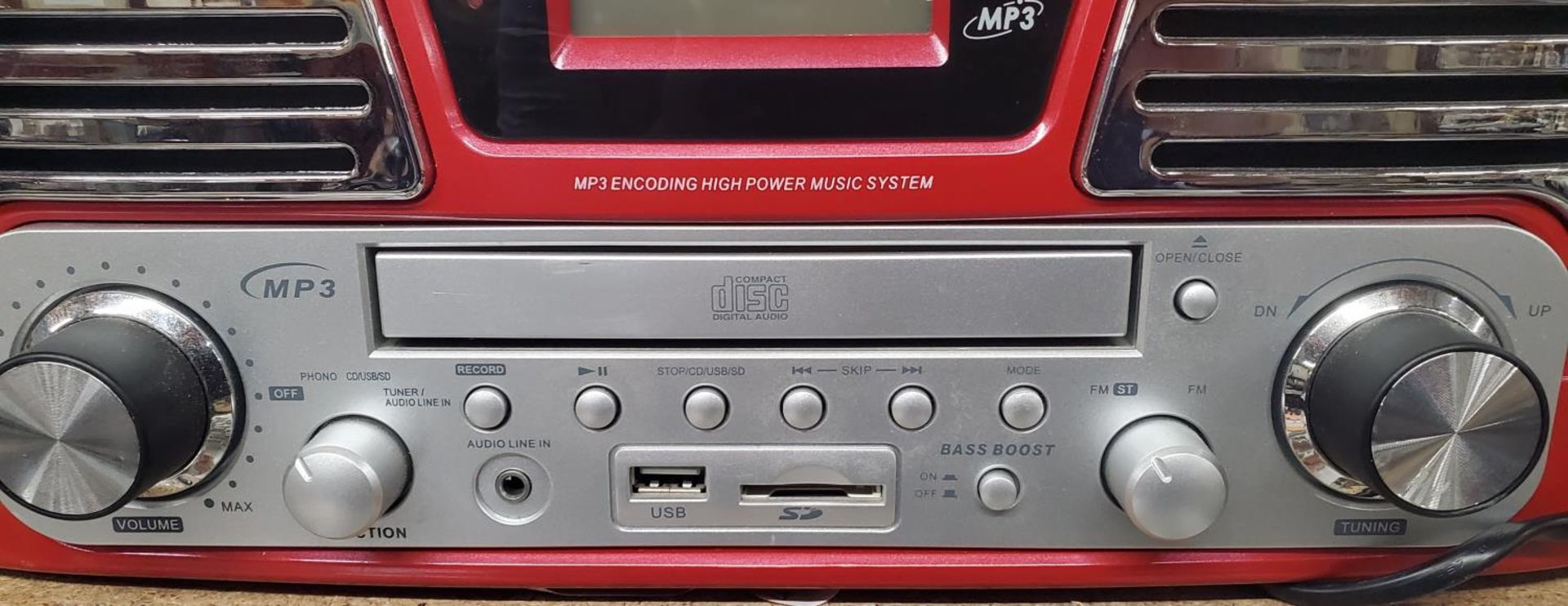 AN AS NEW RED GPO RECORRD/COMPACT DISC PLAYER - Image 3 of 3