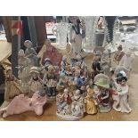 A LARGE COLLECTION OF CERAMIC FIGURES - CONTINENTAL EXAMPLES ETC