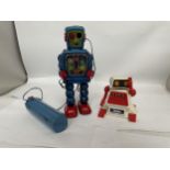 A RARE 1960'S KO JAPAN TIN PLATE TOY ROBOT (BATTERY OPERATED) PLUS A 1980'S WALL-E TOY ROBOT