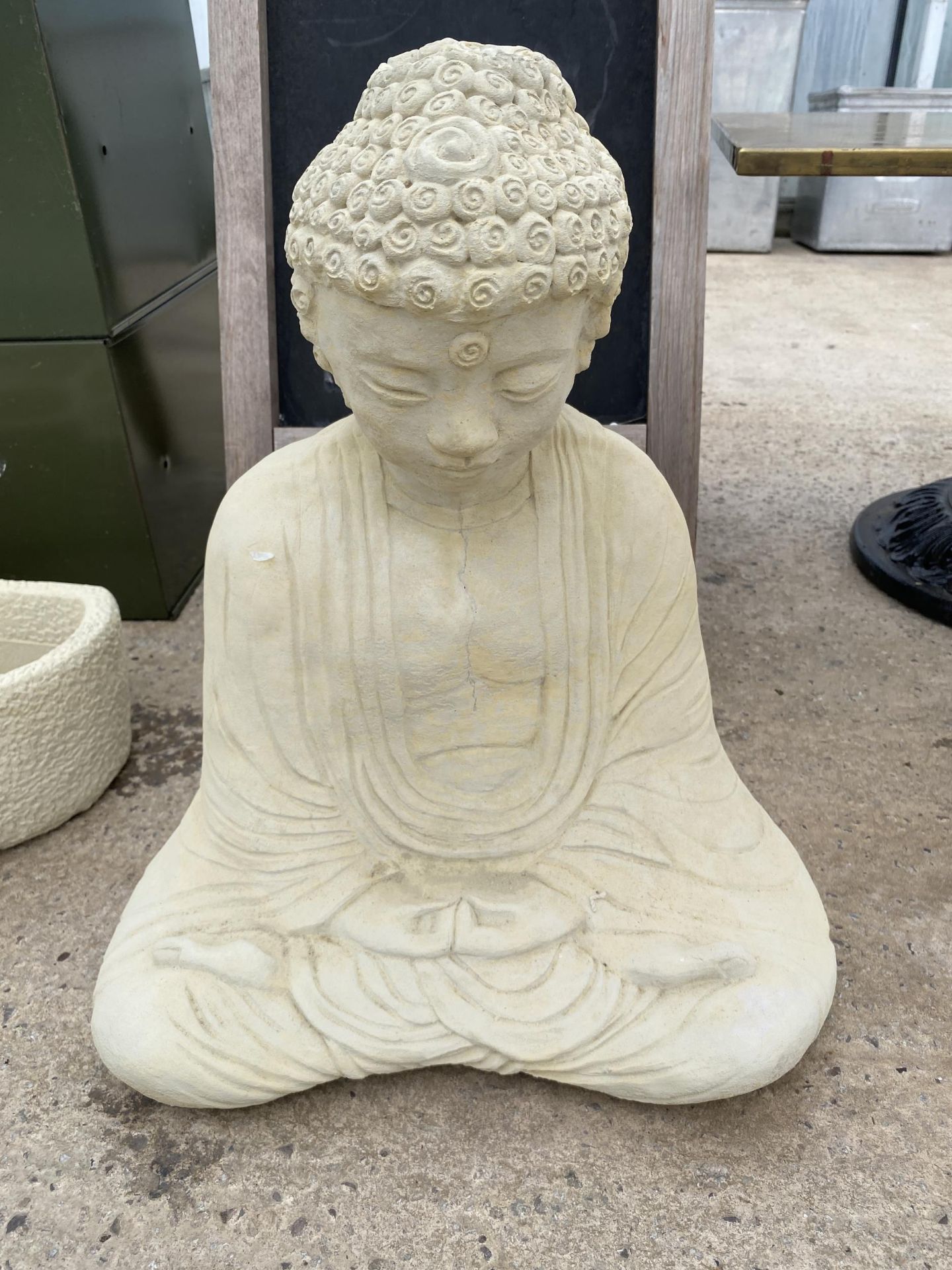 AN AS NEW EX DISPLAY CONCRETE BUDDAH FIGURE *PLEASE NOTE VAT TO BE PAID ON THIS ITEM*