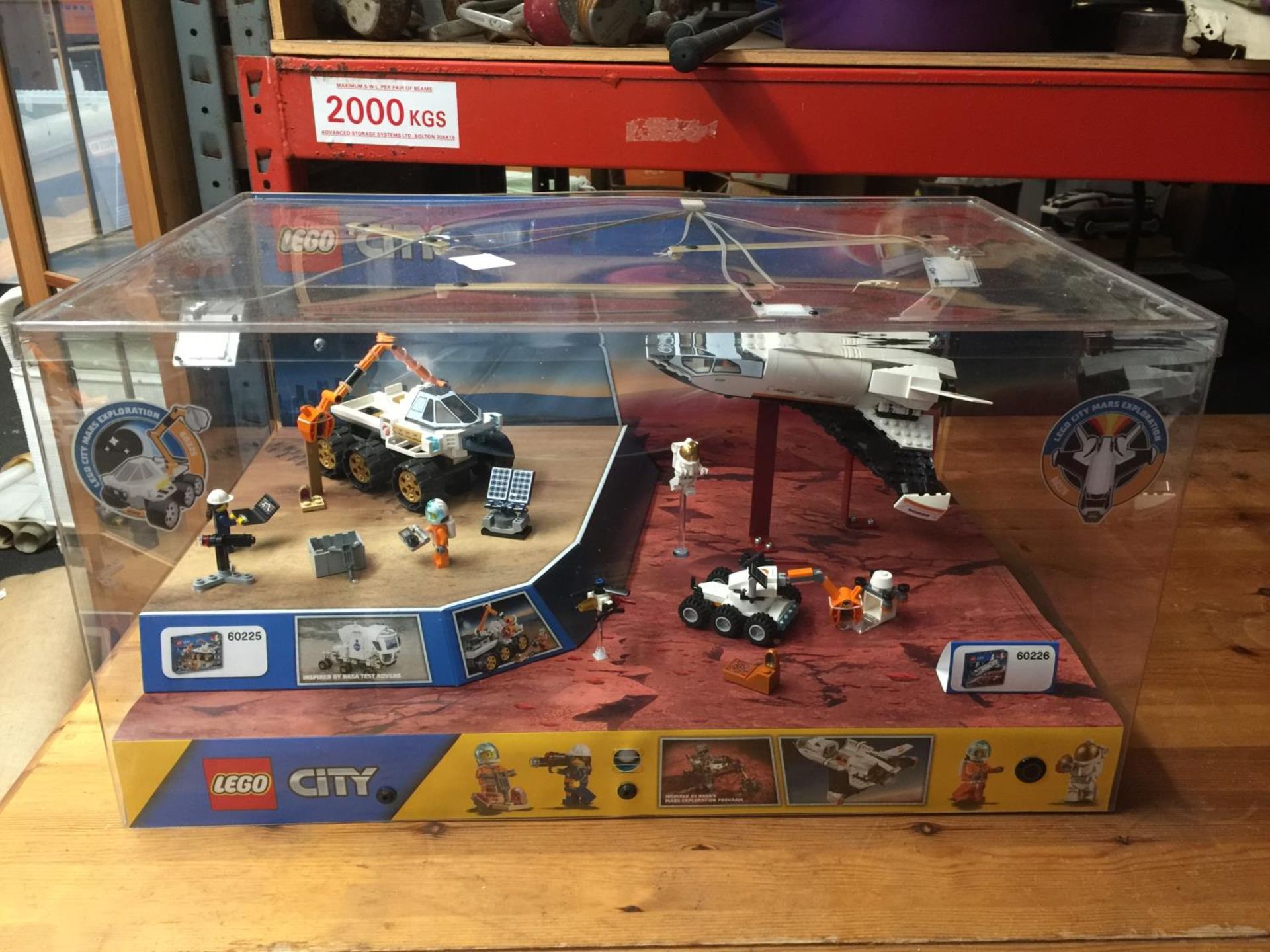 A LEGO CITY KIT NO. 60226, MARS EXPLORATION, BUILT AND IN DISPLAY CASE