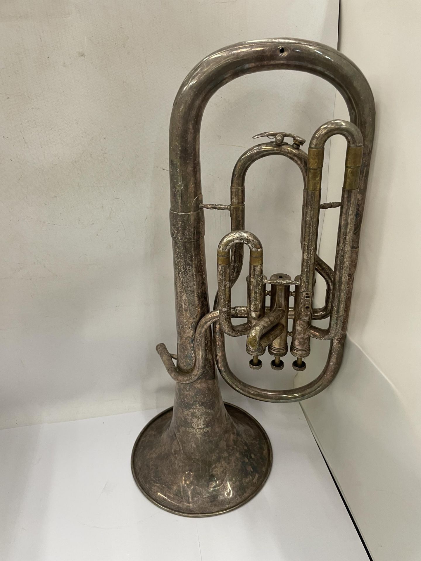 A VINTAGE SILVER PLATED BARRATT, MANCHESTER, TUBA