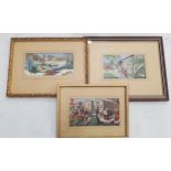 THREE FRAMED BROCKLEHURST WHISTON MACCLESFIELD SILK PICTURES