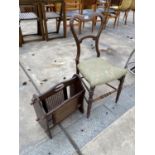 A VICTORIAN PARLOUR CHAIR AND MAGAZINE RACK