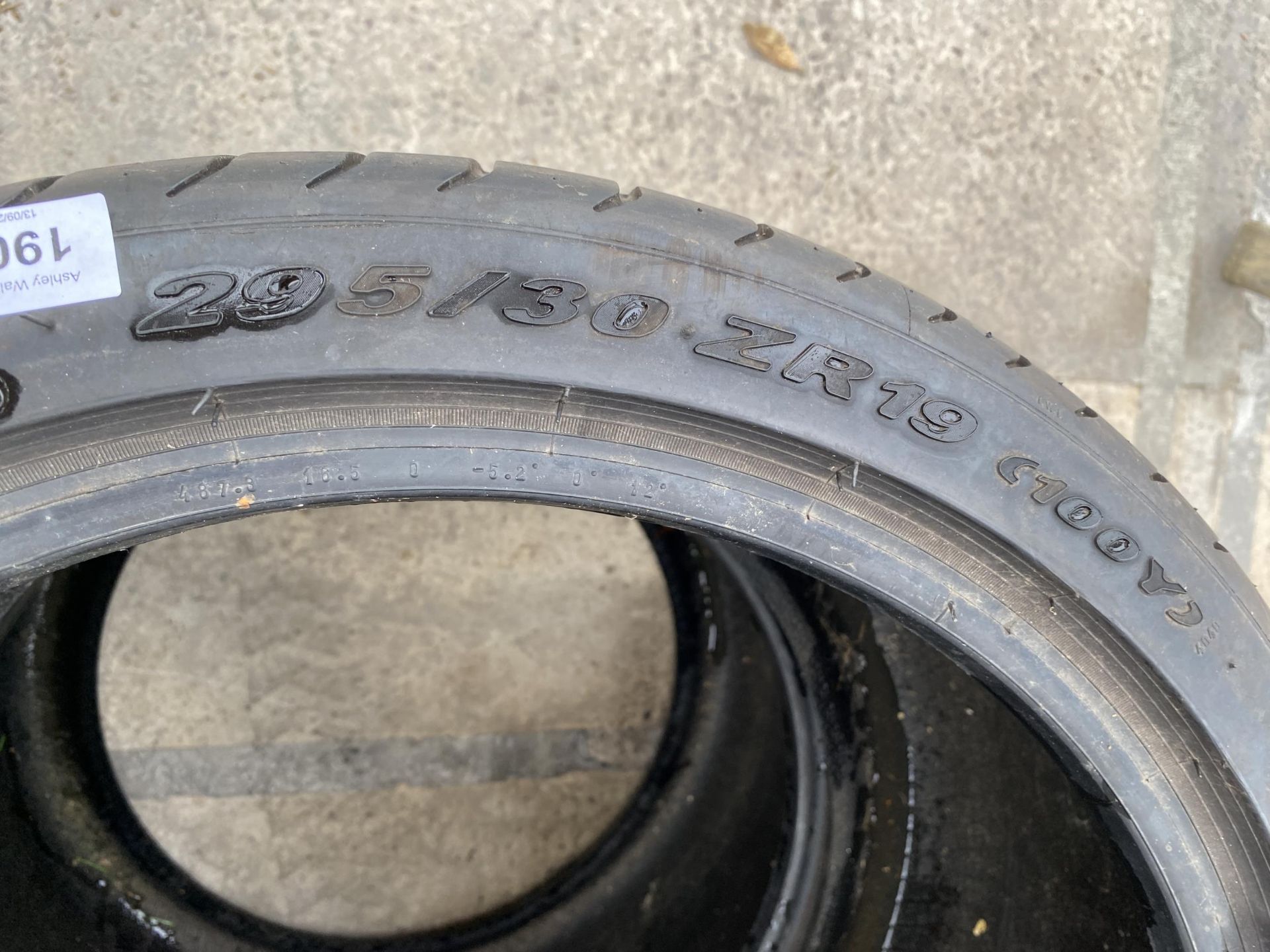 TWO PART WORN PIRELLI 295/30 ZR19 LOW PROFILE TYRES - Image 4 of 4