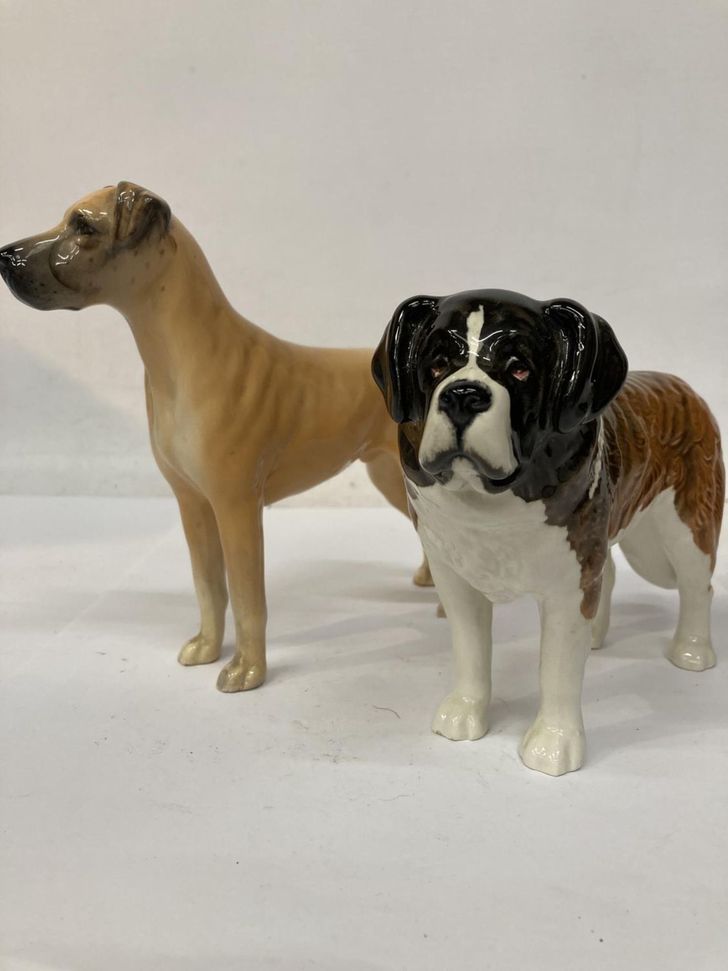 TWO BESWICK DOGS - ST BERNARD AND GREAT DANE