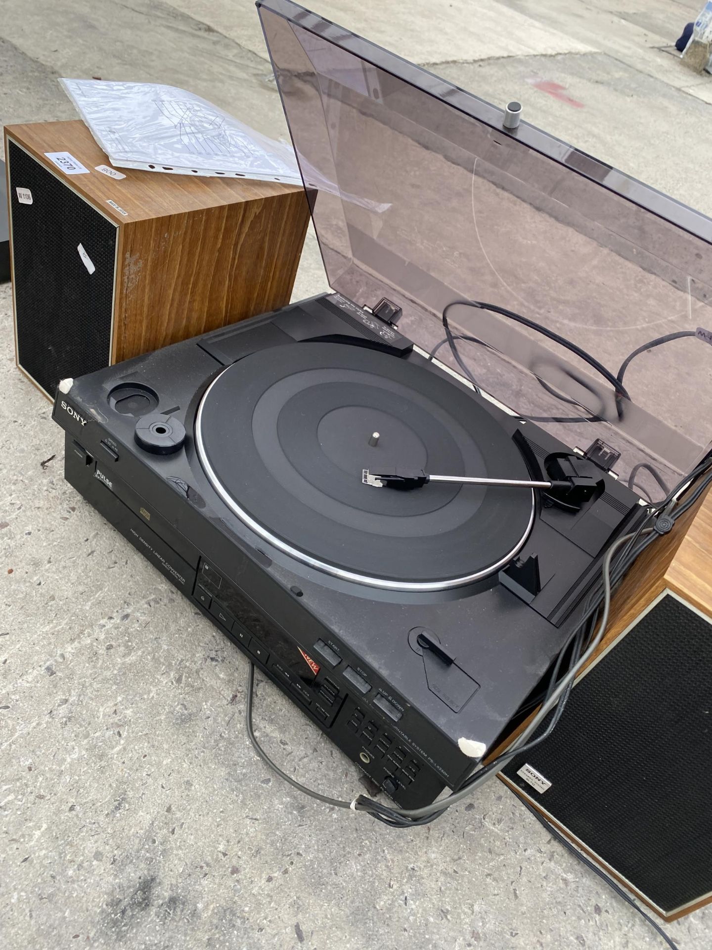 A SONY LX2 50H TURNTABLE, CDP 491 CD PLAYER AND SPEAKERS - Image 2 of 2