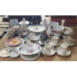 A MIXED LOT TO INCLUDE CERAMICS, ORIENTAL ELEPHANT, COFFEE CANS AND SAUCERS ETC