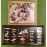 A FRAMED COLLECTION OF MARITIME KNOTS PLUS AN AERIEL IMAGE OF 'BARNHILL', WHALEY BRIDGE
