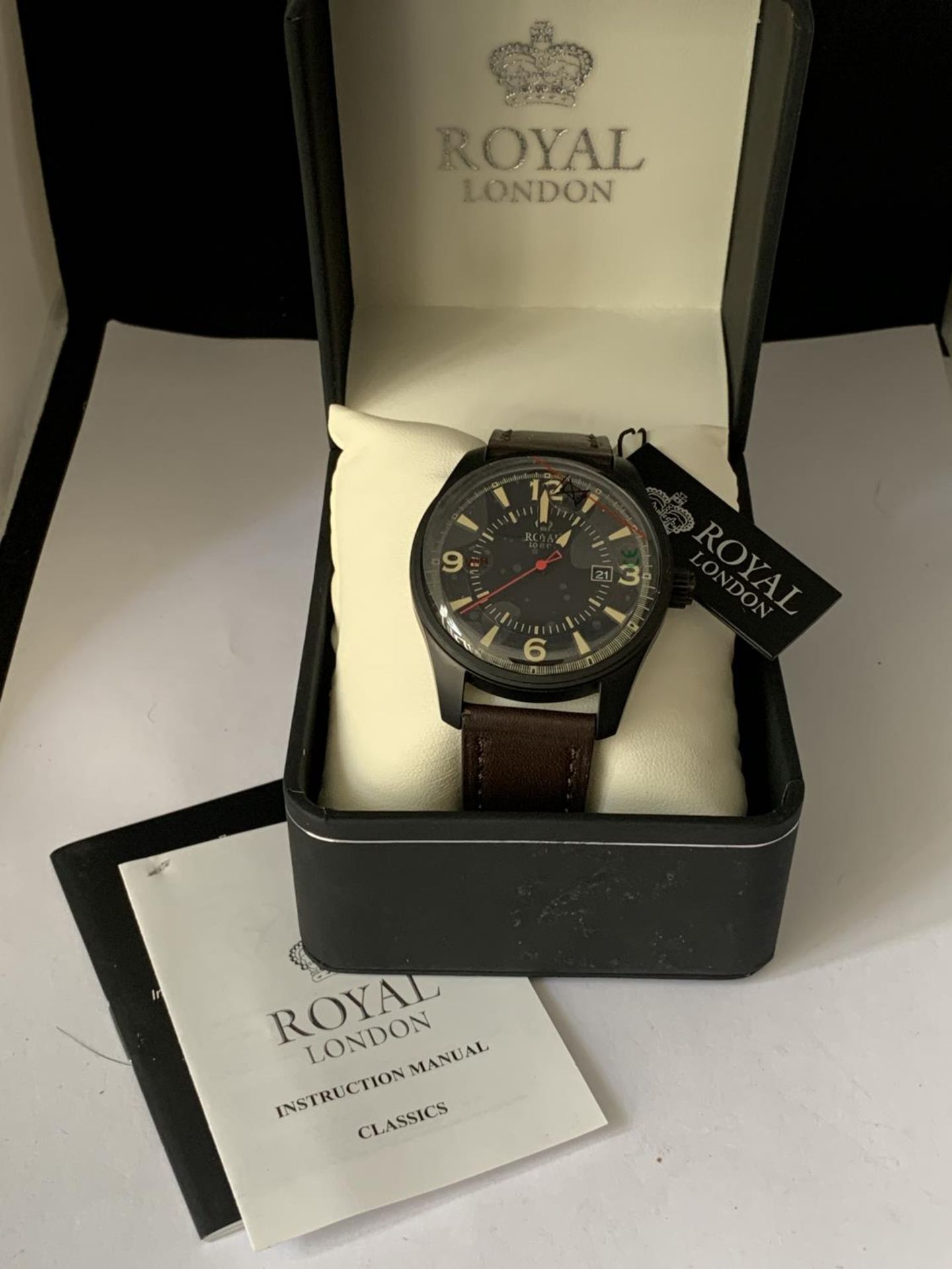 AN AS NEW AND BOXED ROYAL LONDON CALENDAR WRIST WATCH SEEN WORKING BUT NO WARRANTY