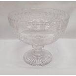 A VINTAGE CUT GLASS PEDESTAL BOWL - MIDLAND BUSINESS MAN OF THE YEAR 1989