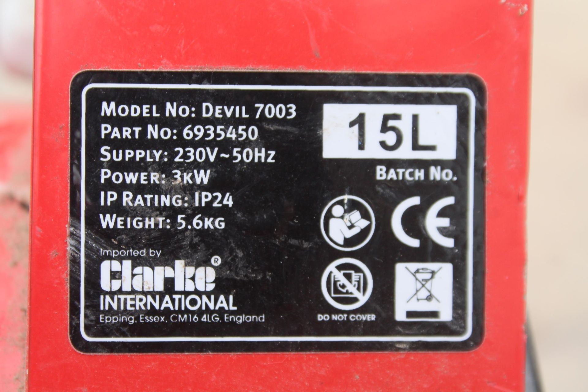 CLARKE DEVIL 7003 ELECTRIC FAN HEATER NO VAT - Image 3 of 3