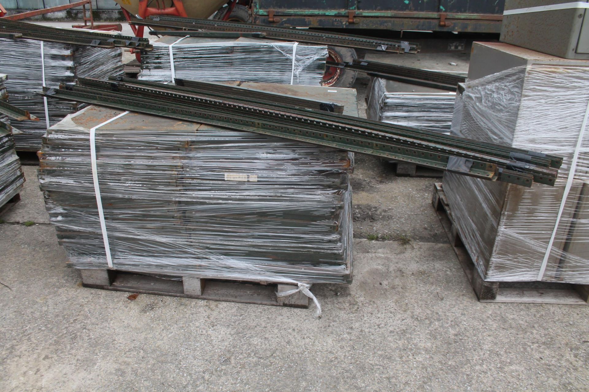 PALLET OF 48 SHELVES 3' X 2' , 28 CORNER POSTS 7'3" LONG & 11 CROSS MEMBERS 40" LONG + VAT