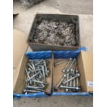 A LARGE ASSORTMENT OF NUTS, BOLTS AND WASHERS