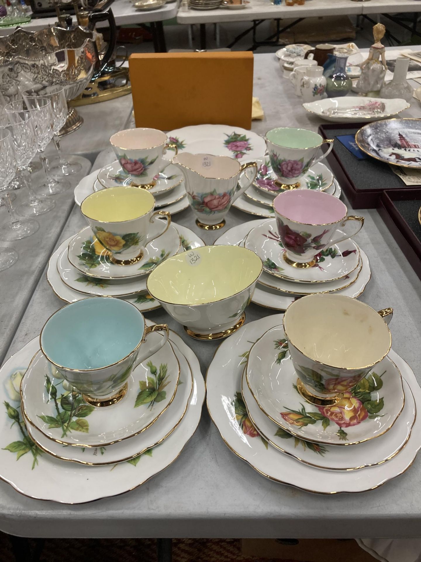 A COLLECTION OF FLORAL DESIGN BONE CHINA TRIOS - Image 2 of 5