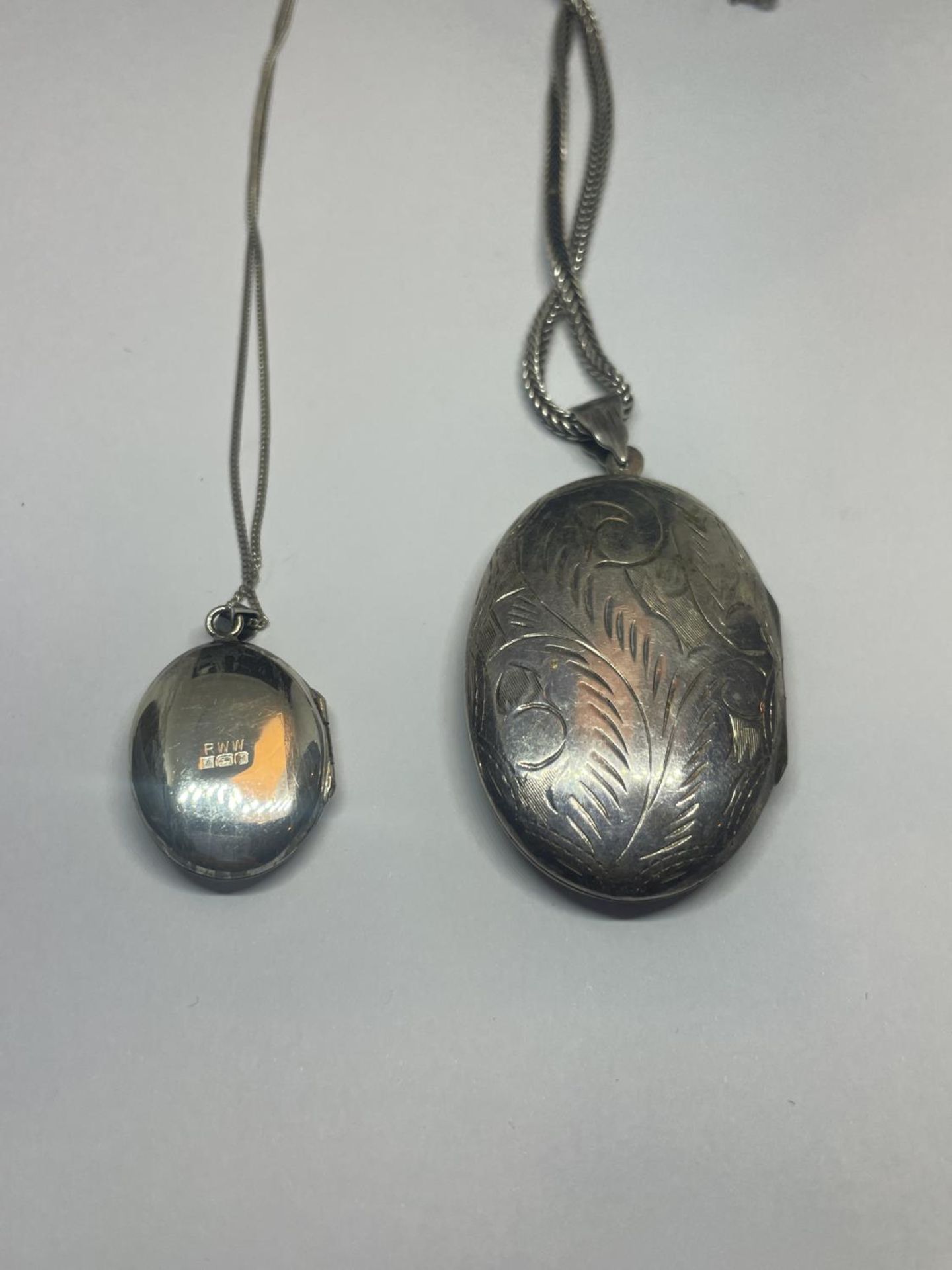 TWO SILVER LOCKETS ON CHAINS - Image 3 of 5