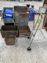 AN ASSORTMENT OF GALVANISED AND PLASTIC STORAGE CONTAINERS