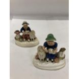 A PAIR OF VINTAGE STAFFORDSHIRE FIGURE WITH SHEEP