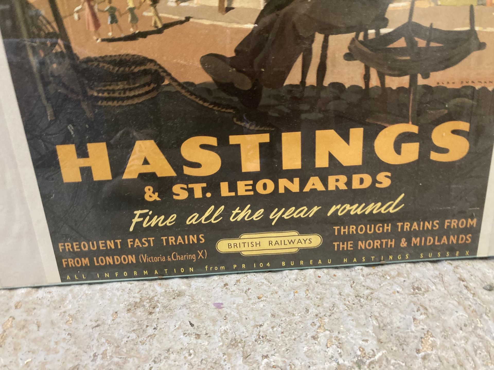 A VINTAGE STYLE BRITISH RAILWAY TRAVEL POSTER FOR HASTINGS AND ST. LEONARDS, 50CM X 60CM - Image 2 of 2