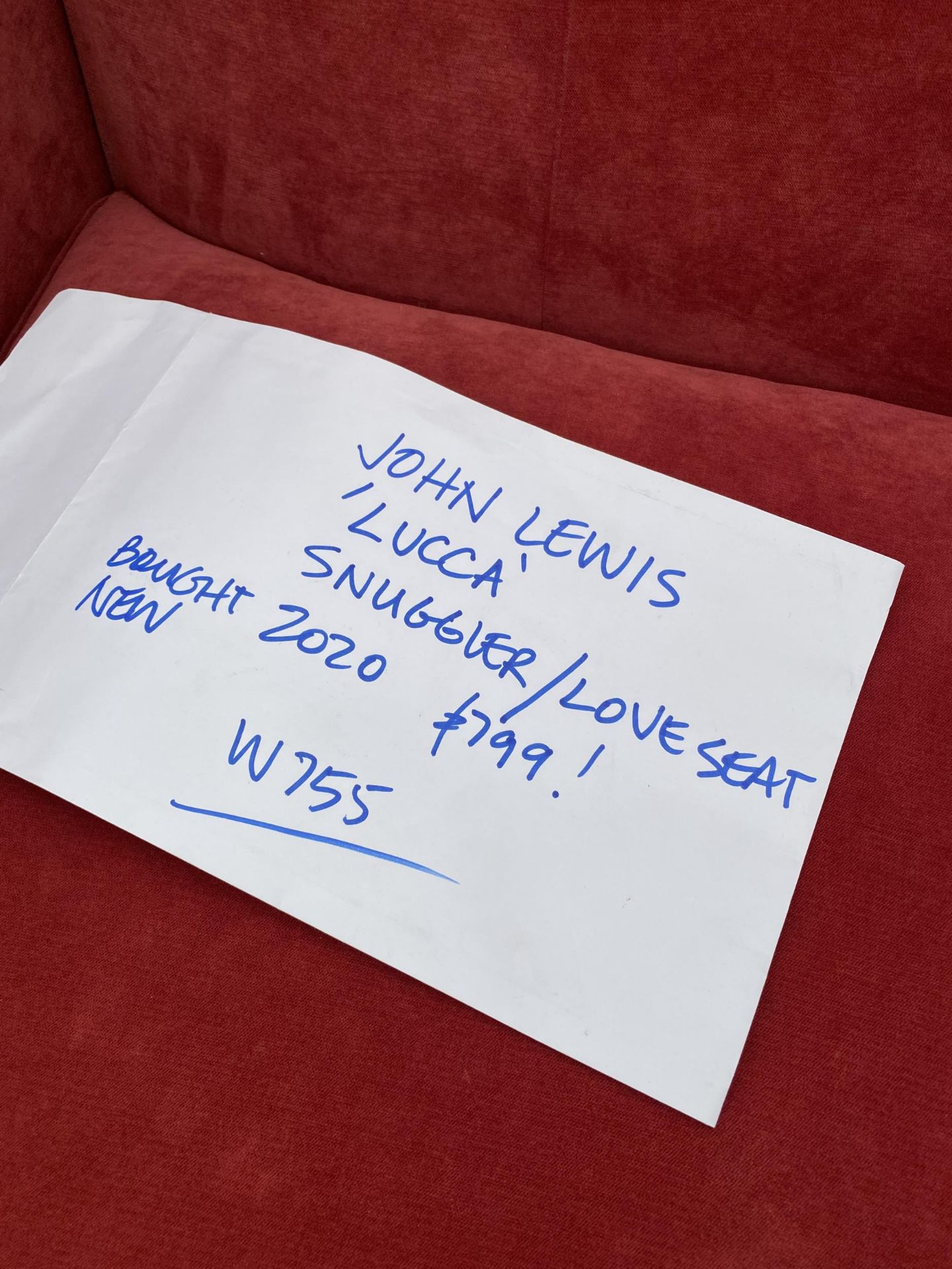 A JOHN LEWIS 'LUCCA' SNUGGLER/LOVE SEAT, COST £799 IN 2020 - Bild 4 aus 4