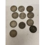 A SELECTION OF 11 , QUEEN VICTORIA , SILVER CROWNS , DATED : 1847 , 1889 X 2 , 1890 X 2 , 1892 X 2 ,
