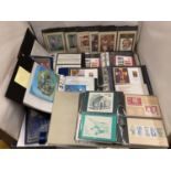 FIVE ALBUMS OF FIRST DAY COVERS, OTHERS IN SLEEVES AND A FOLDER WITH THE DECIMAL COIN SET