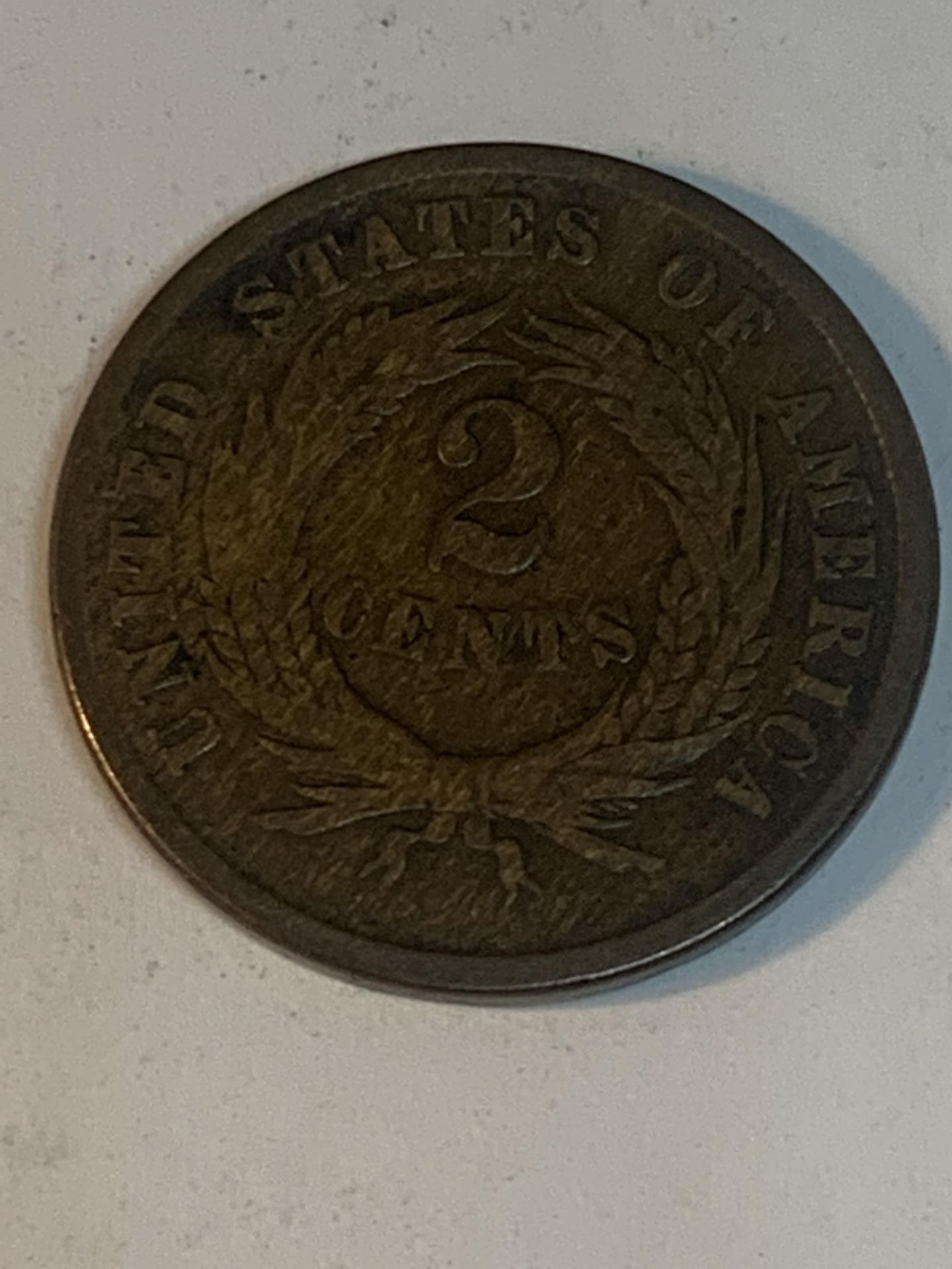 AN 1864 U.S.A TWO CENT COIN, BELIEVED G