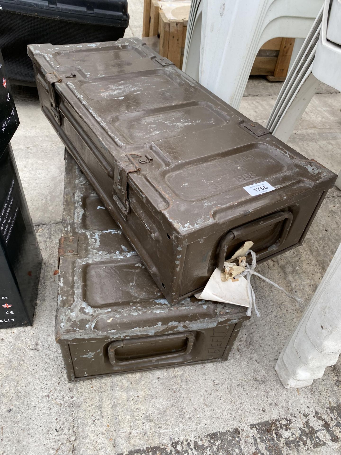 TWO VINTAGE METAL AMMO BOXES