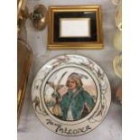 A SPODE FRAMED DEPICTING A POTTER PLUS A ROYAL DOULTON 'FALCONER' PLATE