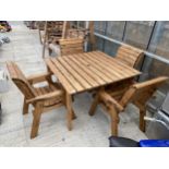 AN AS NEW EX DISPLAY CHARLES TAYLOR PATIO SET COMPRISING OF A SQUARE TABLE AND FOUR CHAIRS