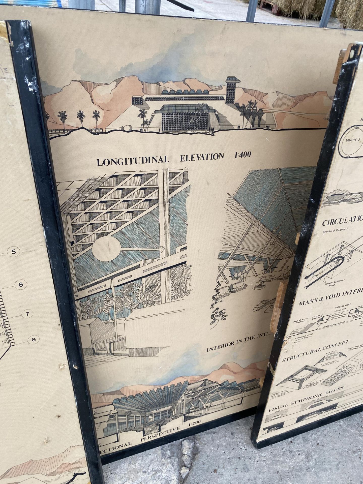 A SET OF FOUR VINTAGE AIRPORT DESIGN CONCEPT BOARDS - Image 3 of 8
