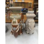 TWO LARGE CERAMIC ELEPHANT PLANT STANDS/SEATS