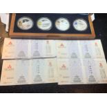 A CHINA , BEJING 2008 , OLYMPIC SET OF 4 SILVER COINS . PRISTINE