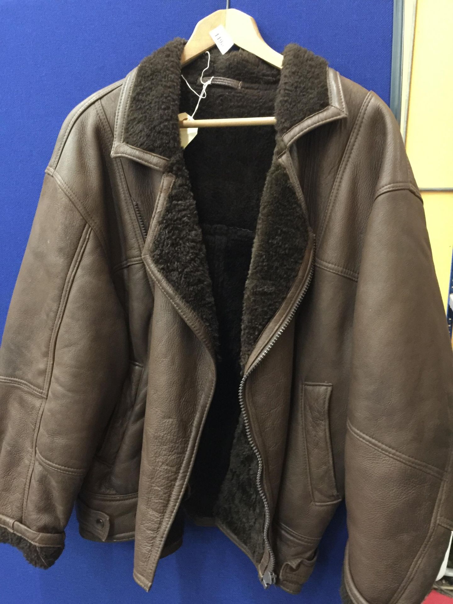 A VINTAGE FLYING JACKET STYLE SHEEPSKIN JACKET