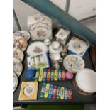 A QUANTITY OF CHILDREN'S ITEMS TO INCLUDE A 'QUEEN'S TALES OF TEDDIES' CERAMIC SET, WINNIE THE