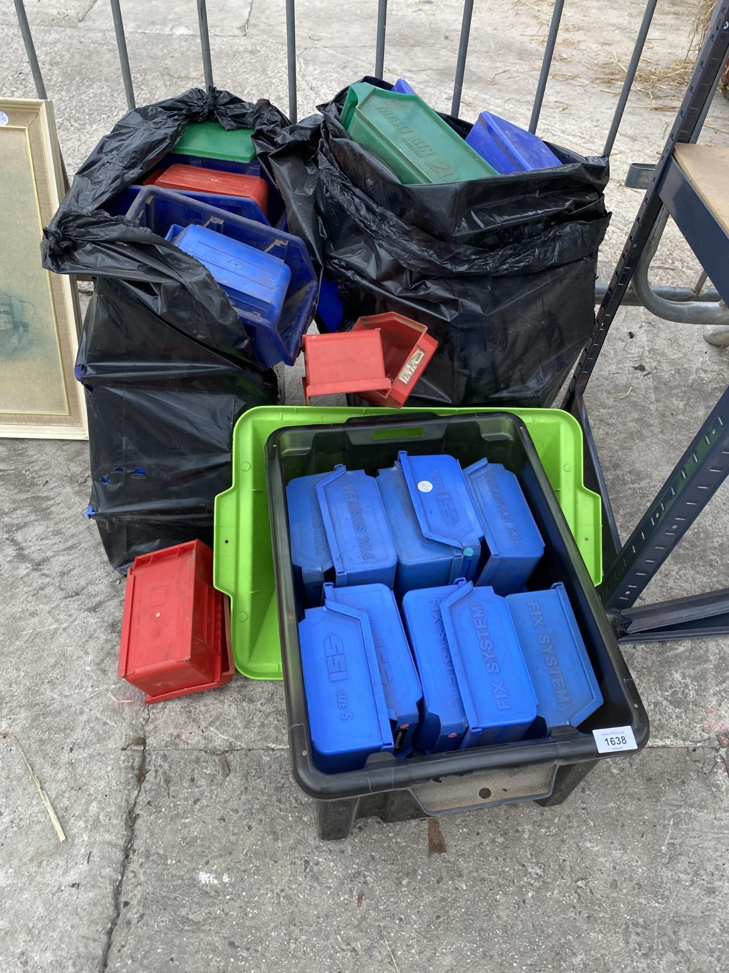 A LARGE ASSORTMENT OF PLASTIC WORKSHOP LIN BINS